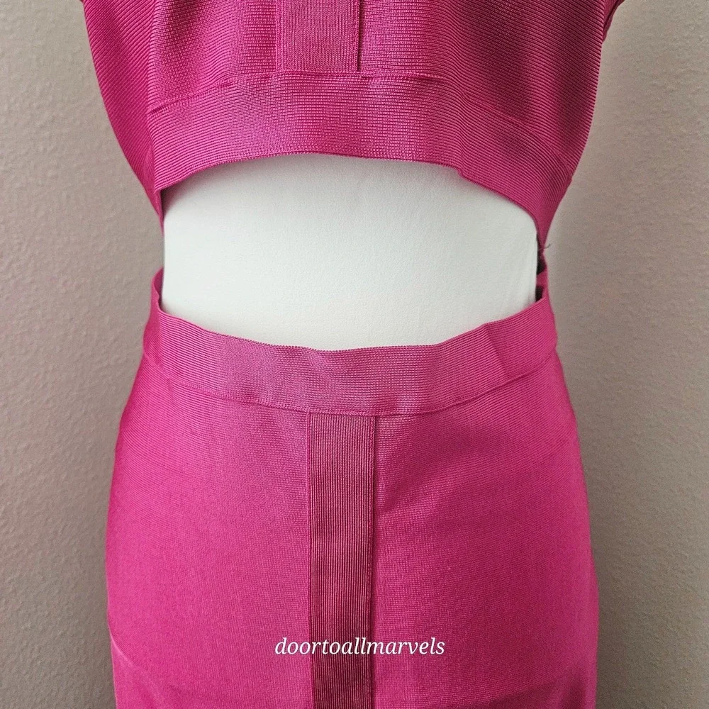 Herve Leger + Forever 21 Fuchsia Pink Bandage Midi Dress sz XL Prom Wedding